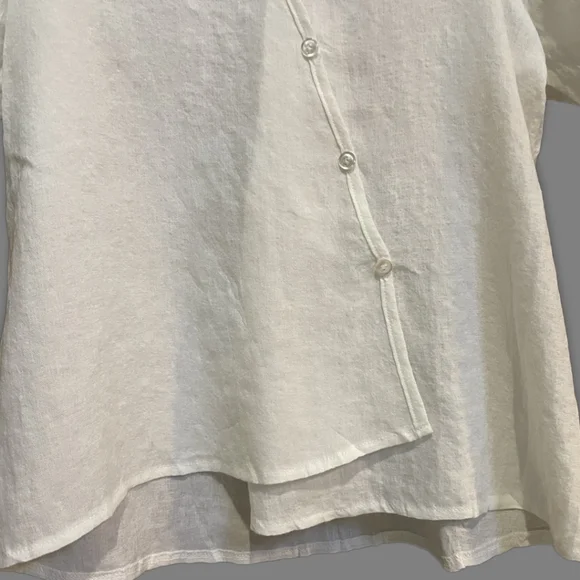 Cotton Linen Diagonal Button Down Formal Shirt - Picture 4 of 6